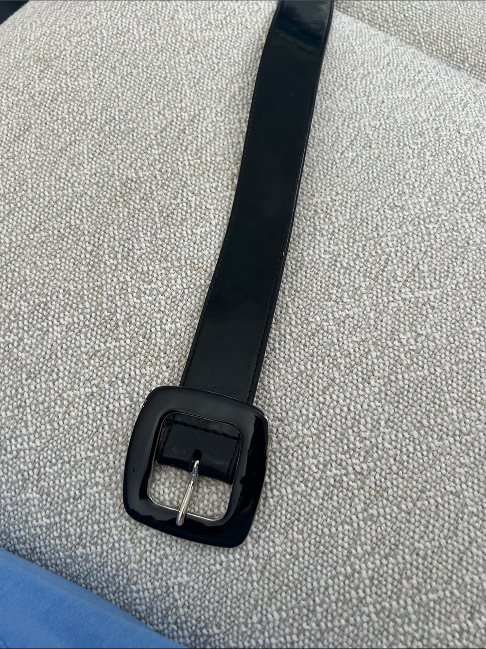 Woman’s  Black Patent Leather Belt with Square Buckle